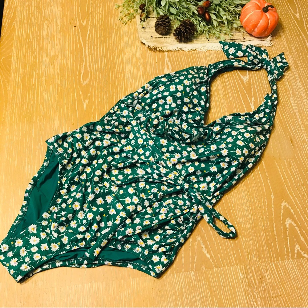 ModCloth green floral one piece